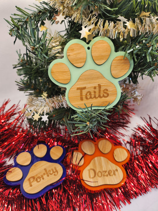Personalised Paw Print Christmas Decoration