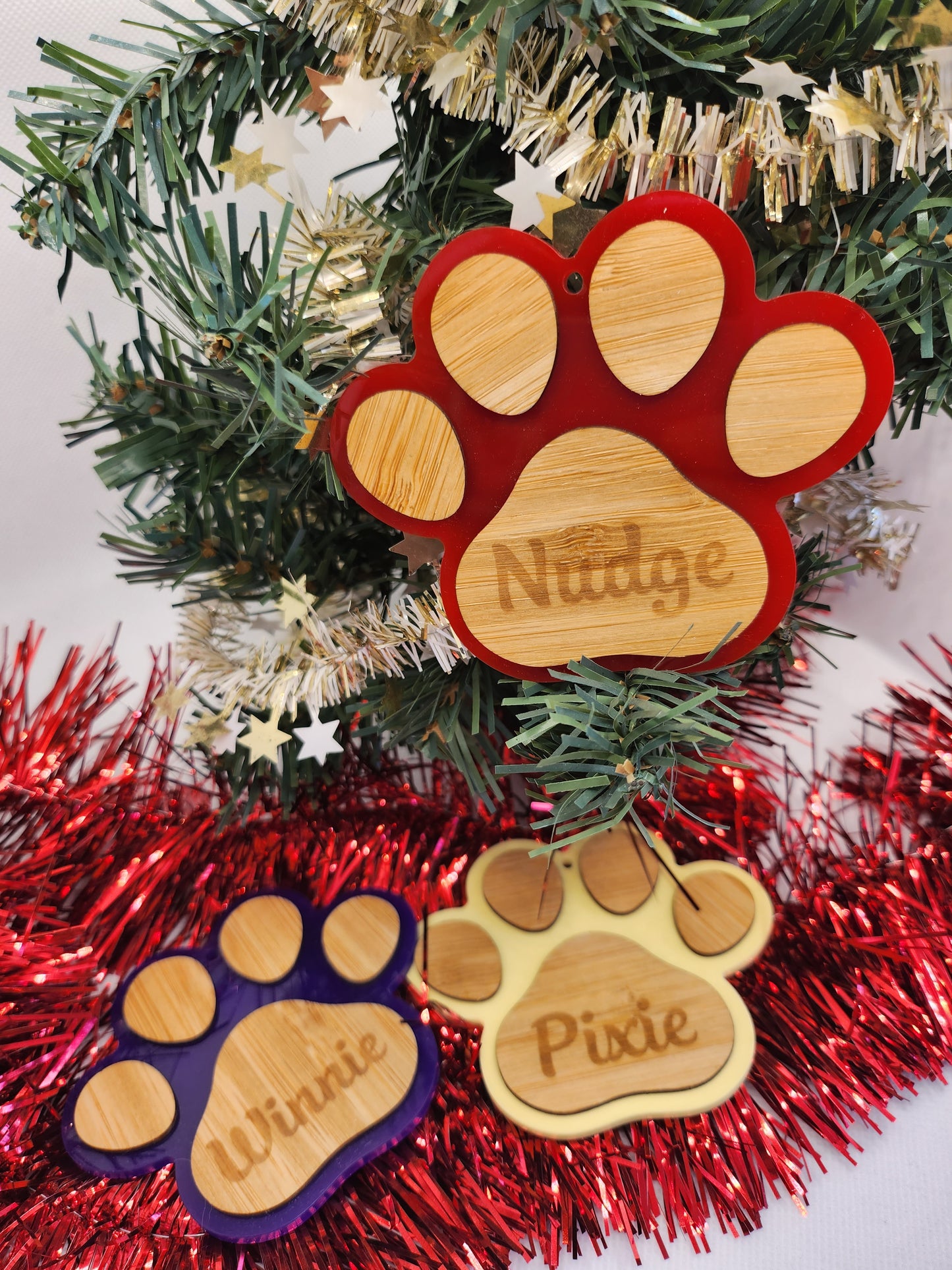 Personalised Paw Print Christmas Decoration