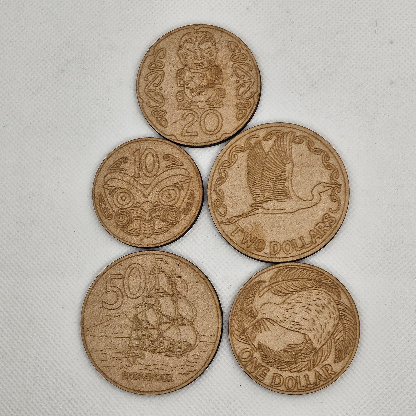 Wooden Play Money NZ Coins