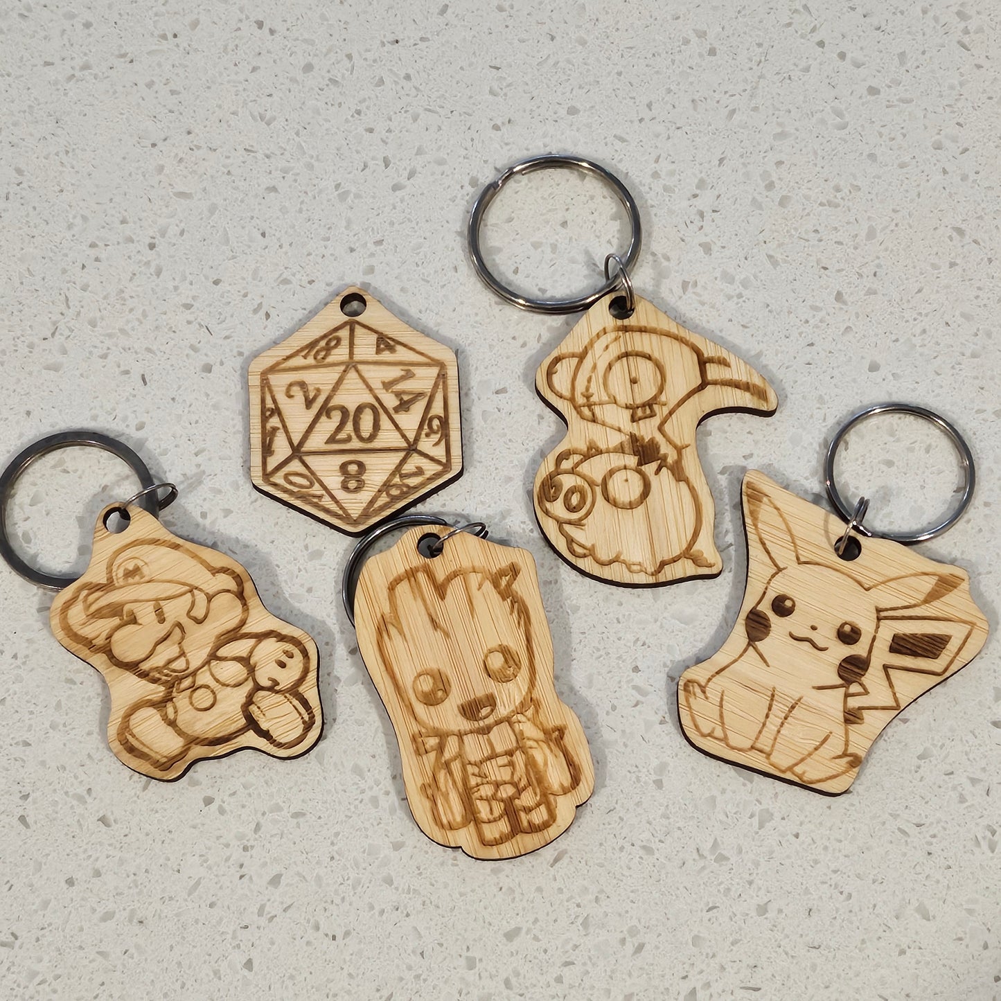 Assorted Wooden Keyrings