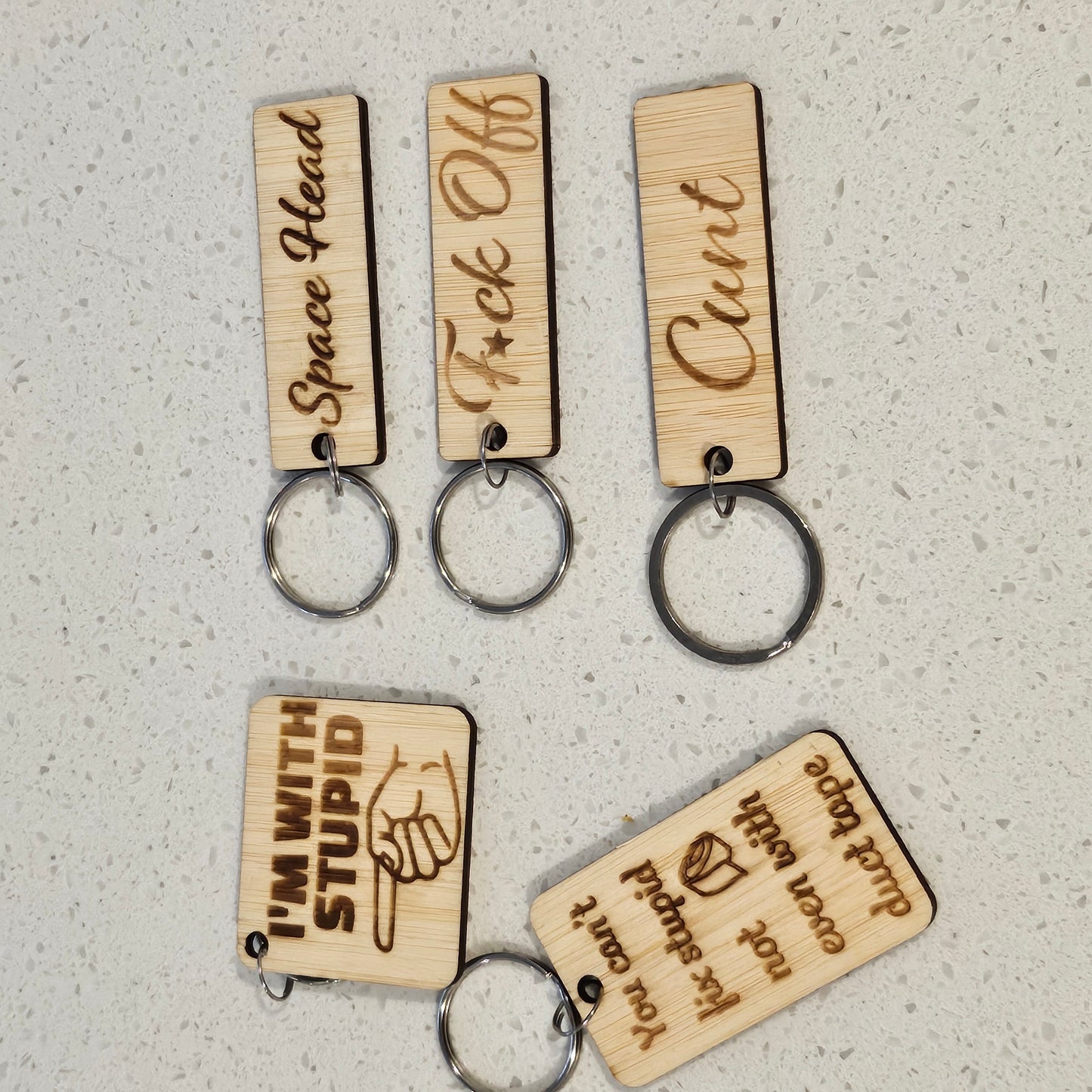 Assorted Wooden Keyrings