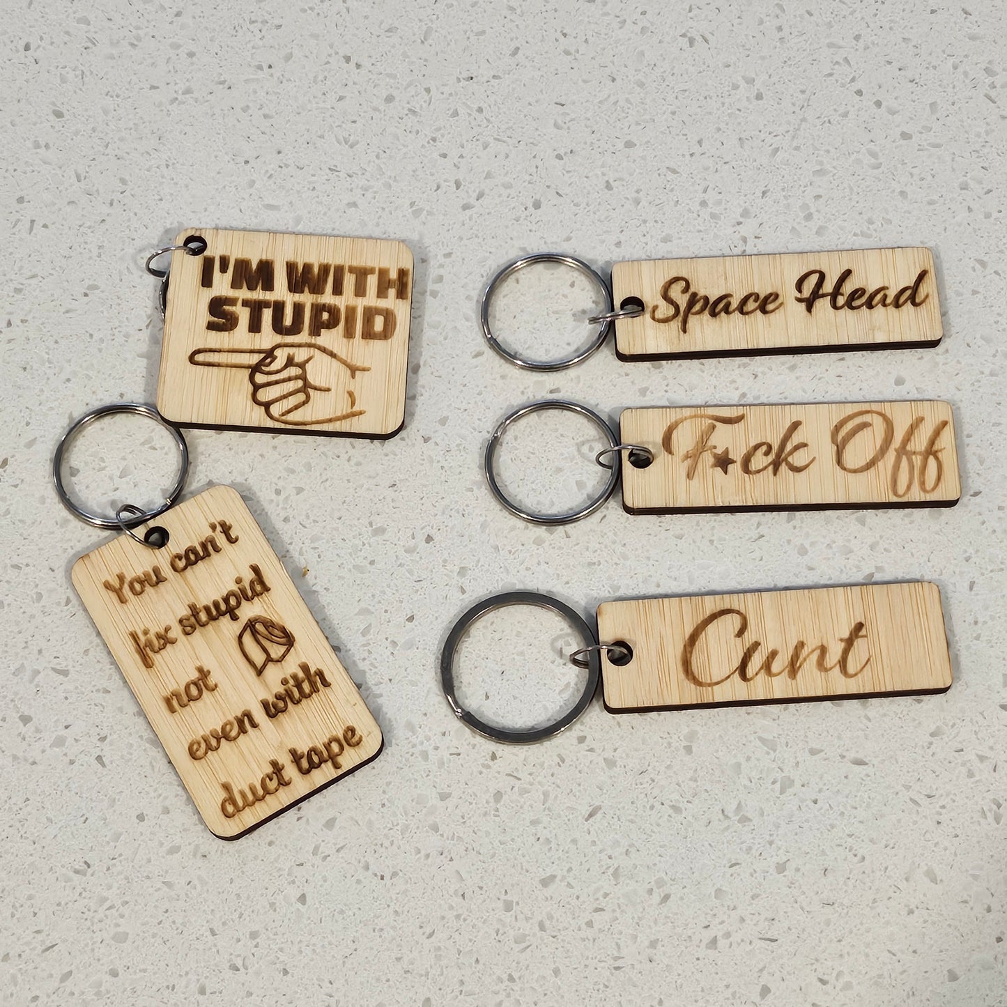 Assorted Wooden Keyrings