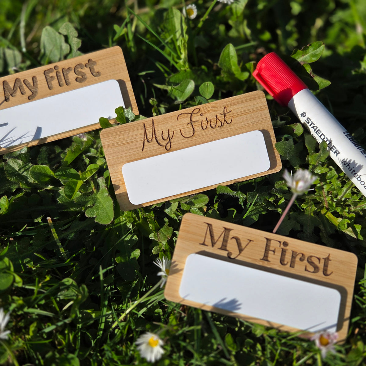 Reusable Wooden Baby Firsts Milestone Plaque and Acrylic Photo Prop
