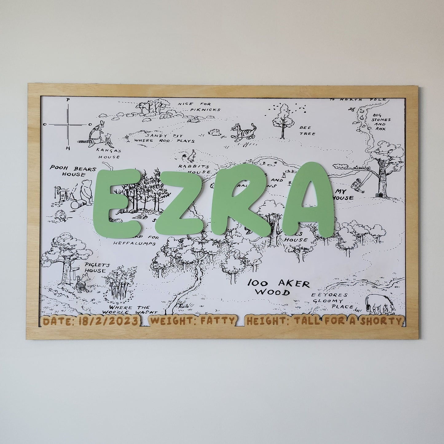 Name Sign Wooden Winnie the Pooh Background