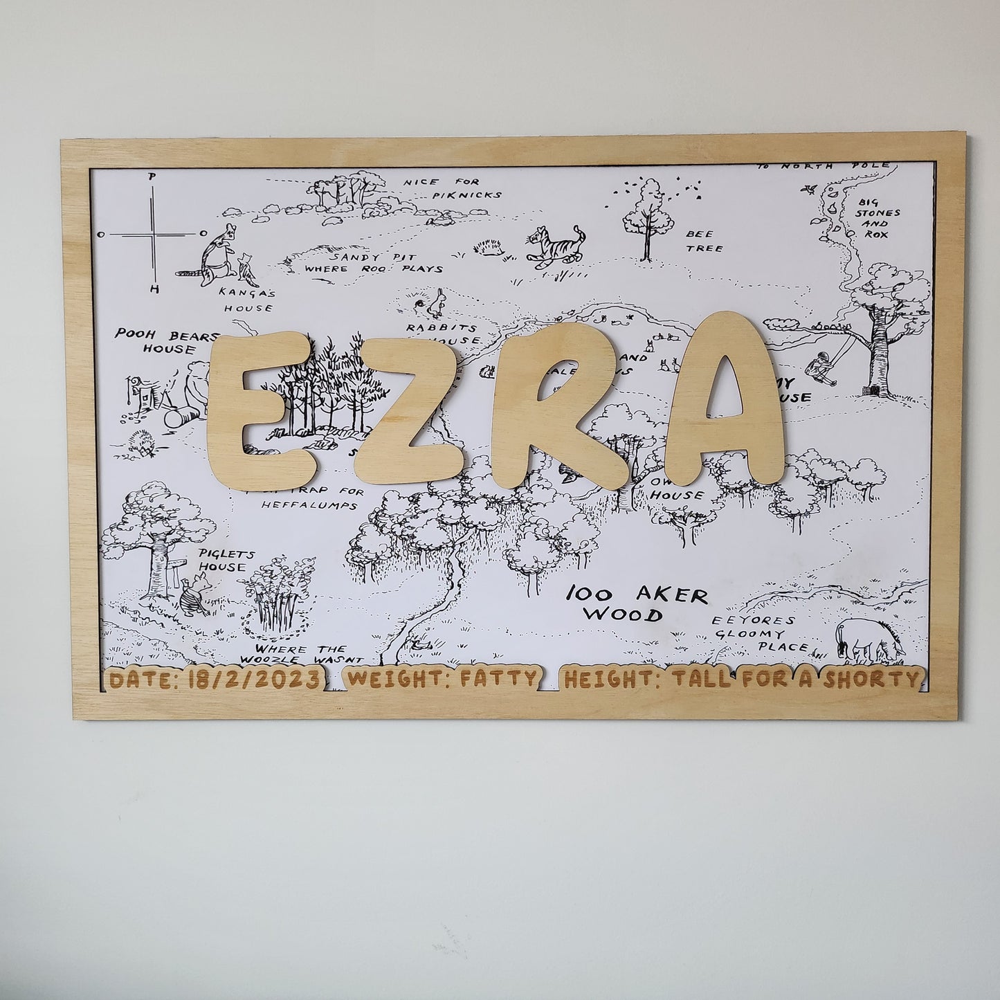 Name Sign Wooden Winnie the Pooh Background