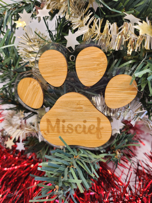 Personalised Paw Print Christmas Decoration