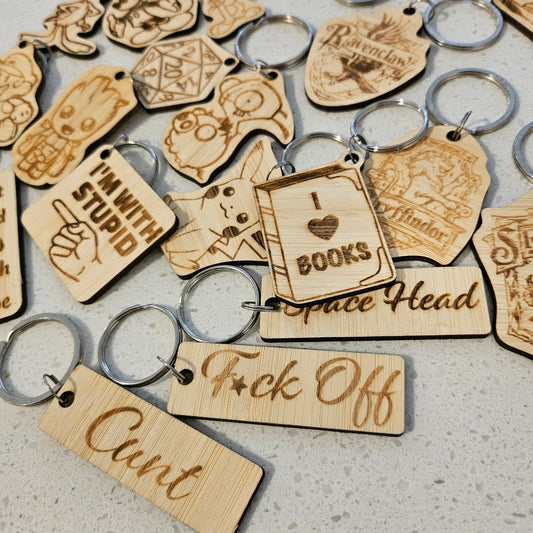 Assorted Wooden Keyrings