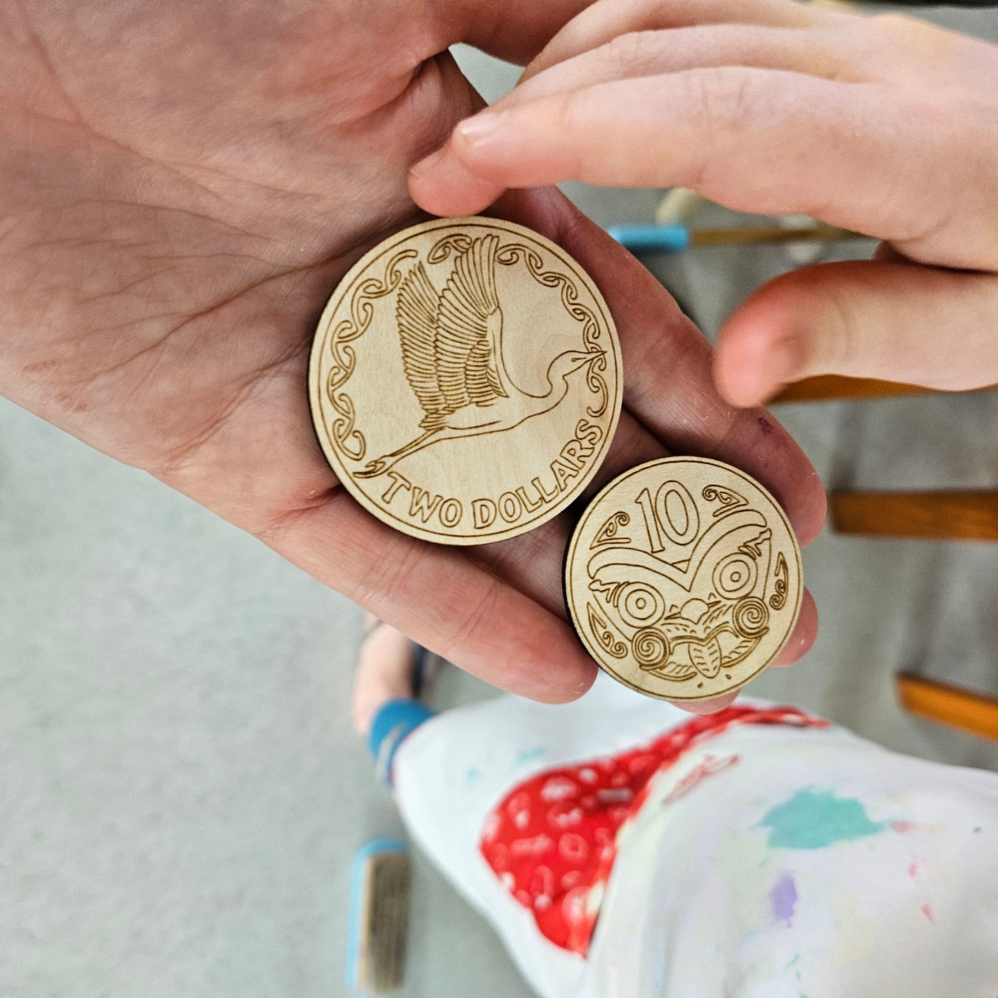 Wooden Play Money NZ Coins
