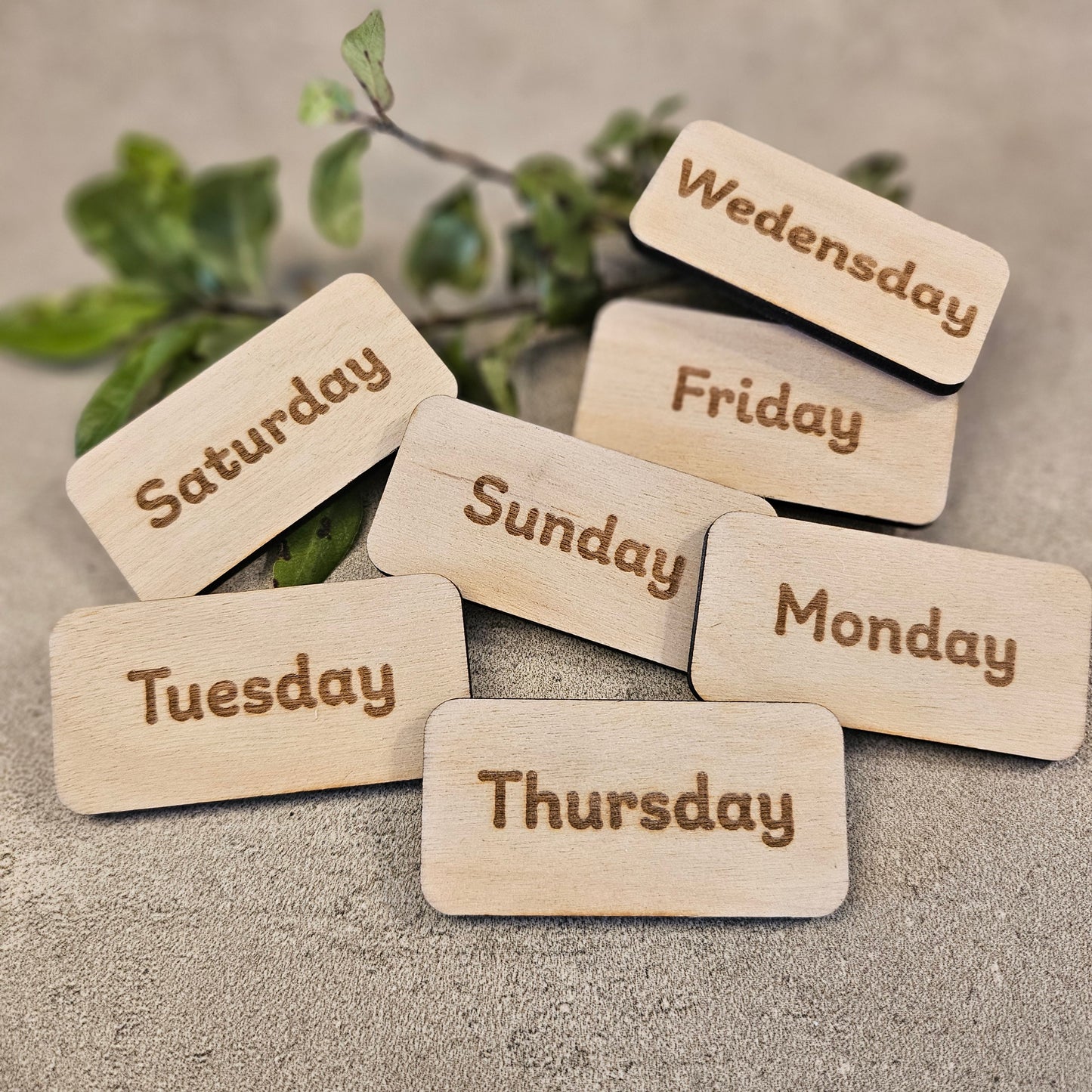 Wooden Magnetic Activity / Days of Week Calendar Tiles