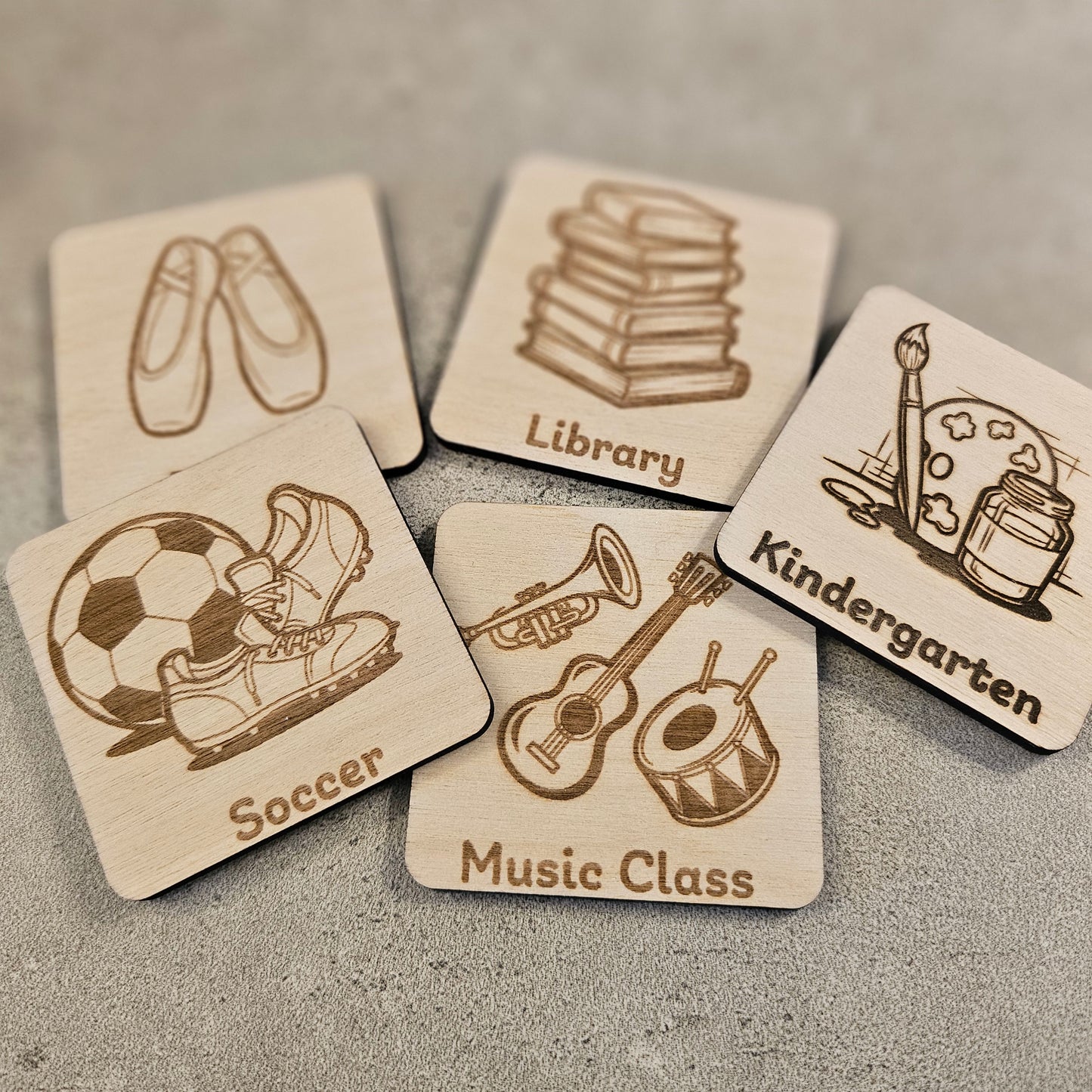 Wooden Magnetic Activity / Days of Week Calendar Tiles