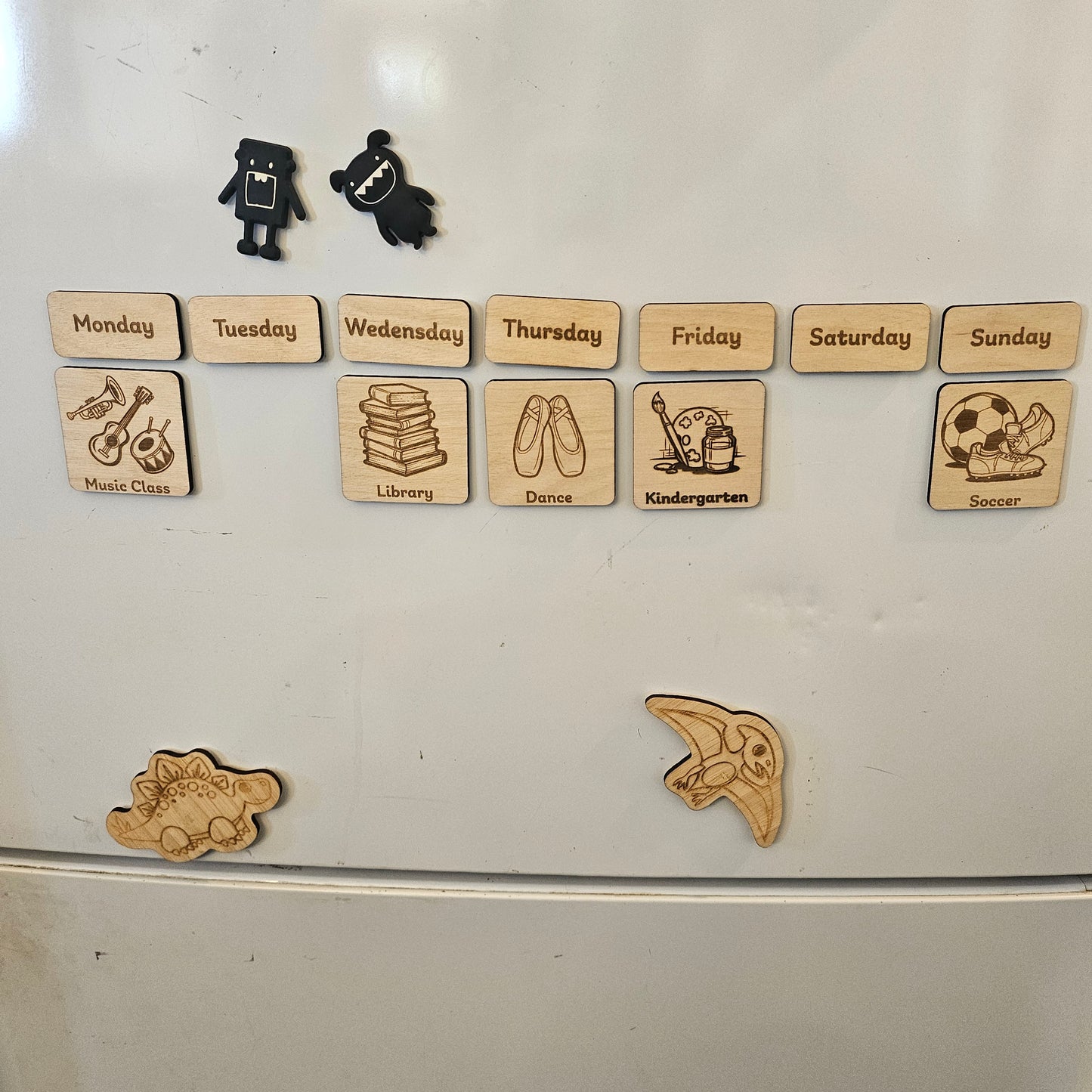Wooden Magnetic Activity / Days of Week Calendar Tiles