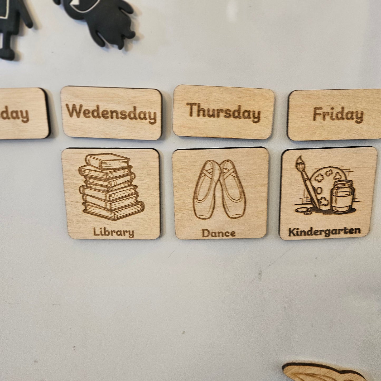 Wooden Magnetic Activity / Days of Week Calendar Tiles