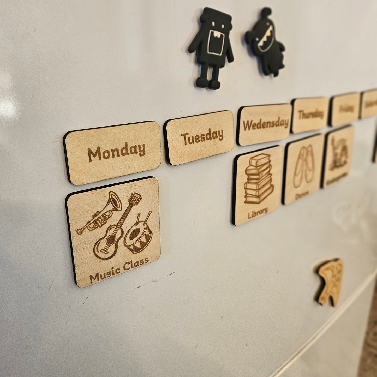 Wooden Magnetic Activity / Days of Week Calendar Tiles