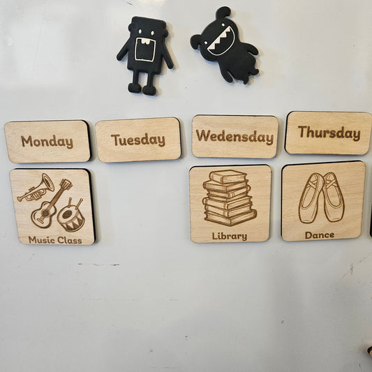Wooden Magnetic Activity / Days of Week Calendar Tiles