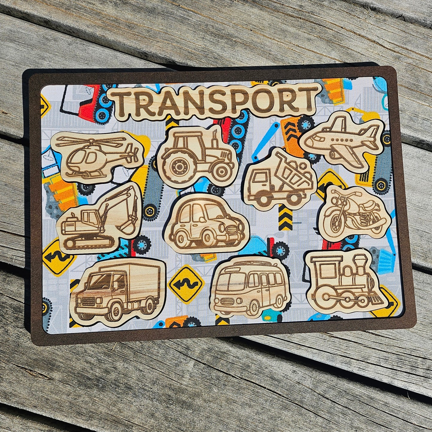 Transport Wooden and Fabric Puzzle