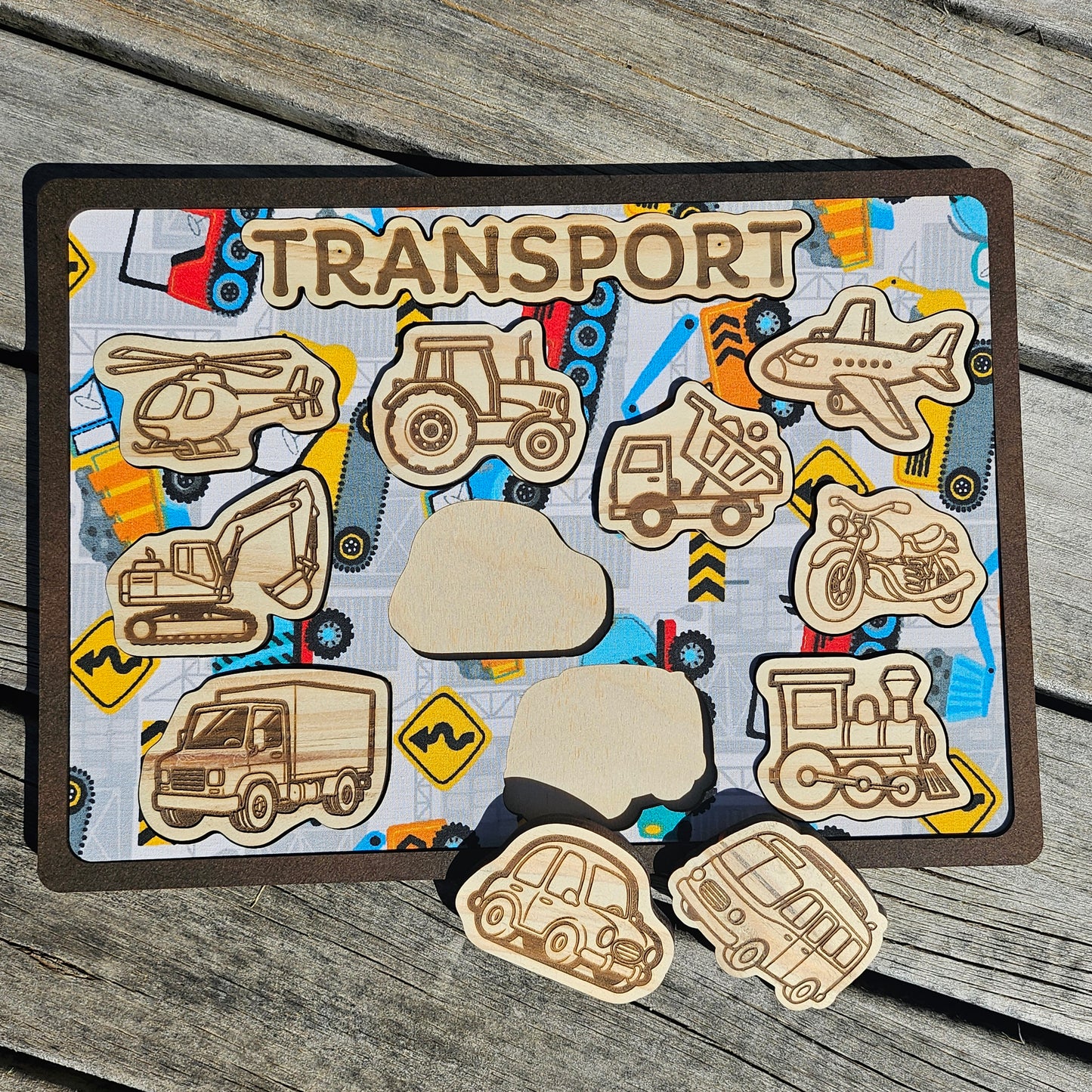 Transport Wooden and Fabric Puzzle