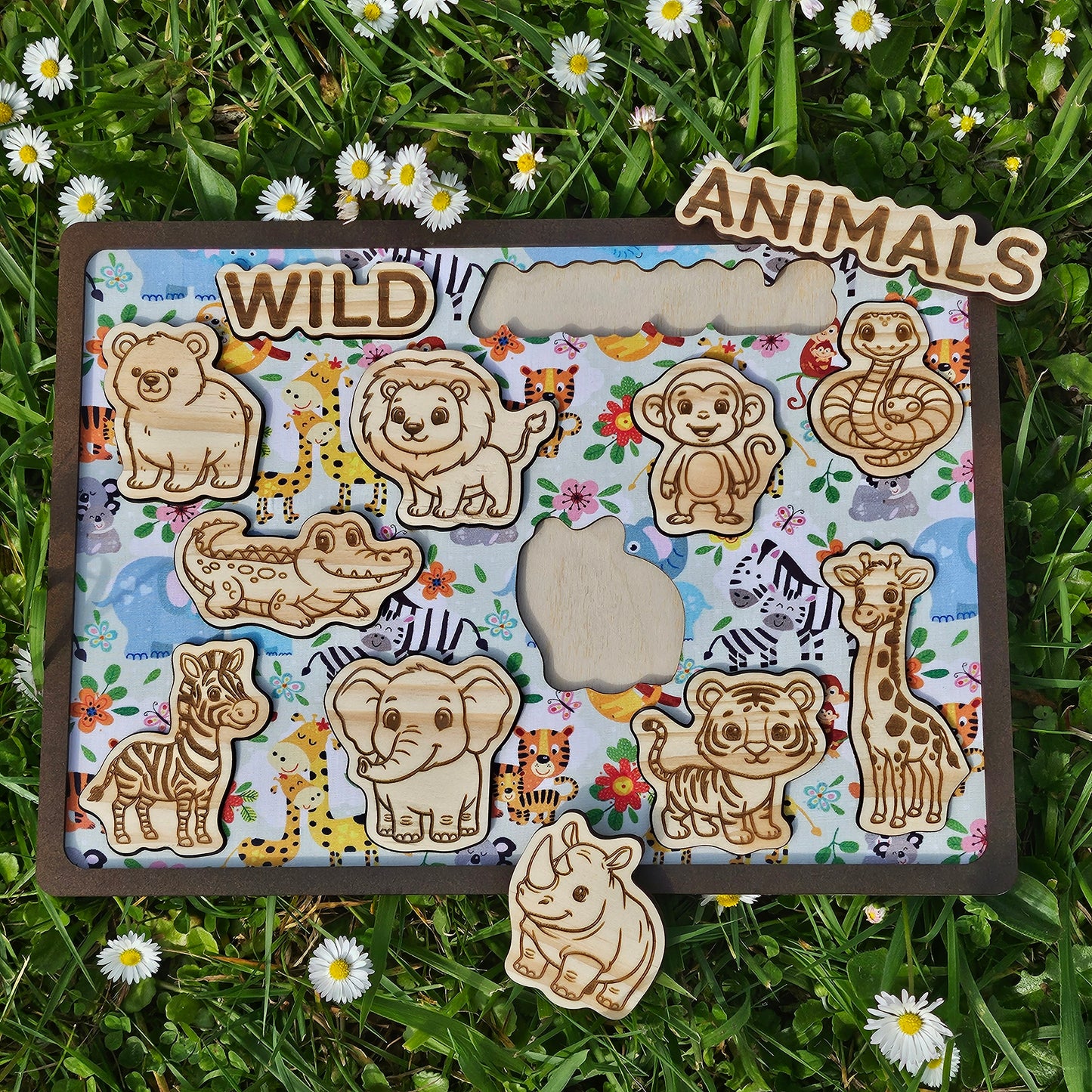 Wild Animals Wooden and Fabric Puzzle