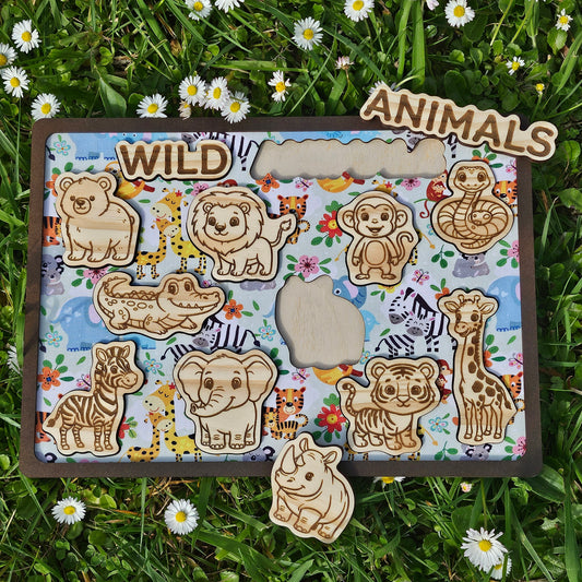Wild Animals Wooden and Fabric Puzzle