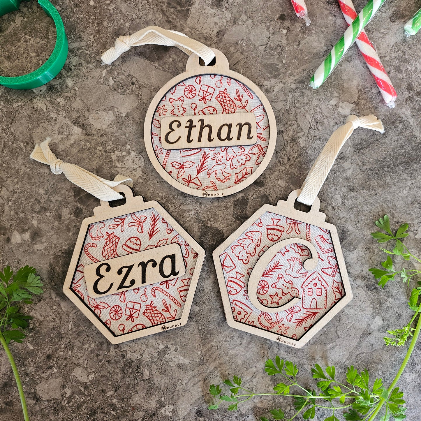 Personalised Fabric Christmas Ornaments