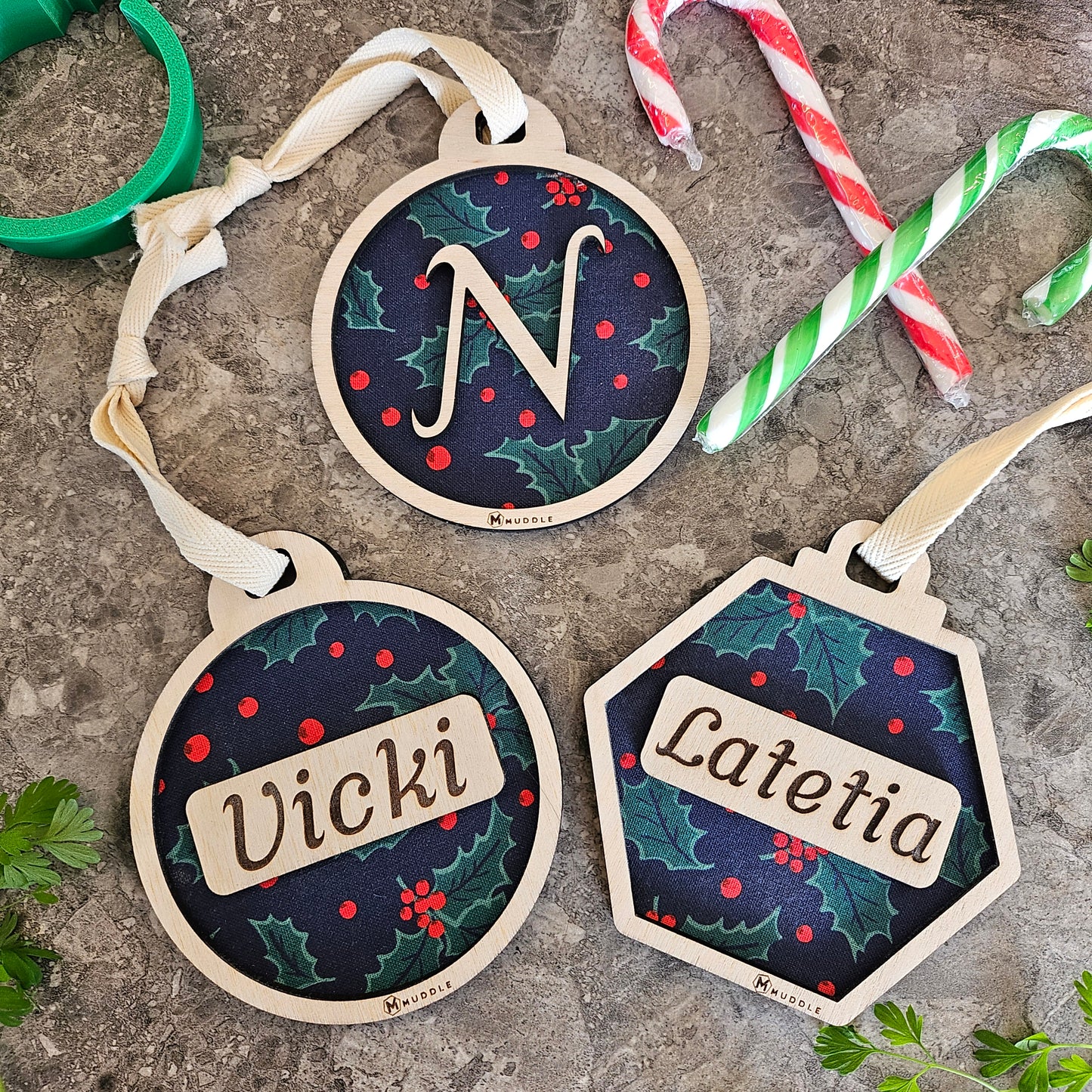 Personalised Fabric Christmas Ornaments