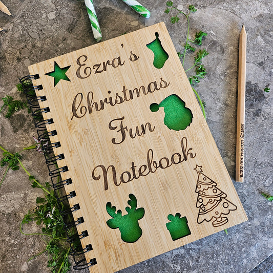 Personalised Christmas Notebook and Pencil
