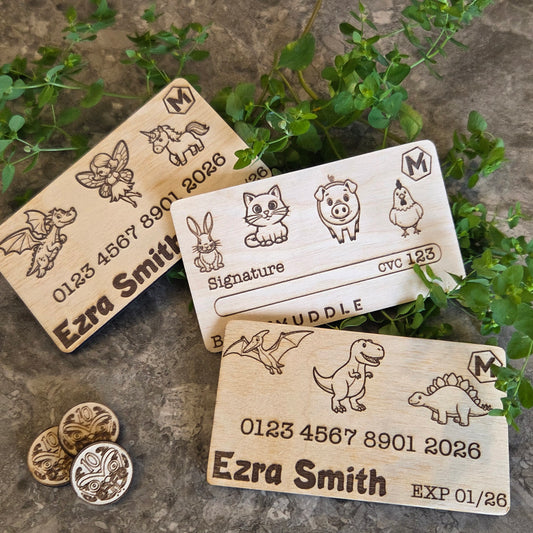 Wooden Personalised "Eftpos" Cards