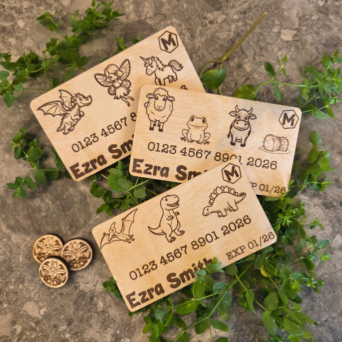 Wooden Personalised "Eftpos" Cards