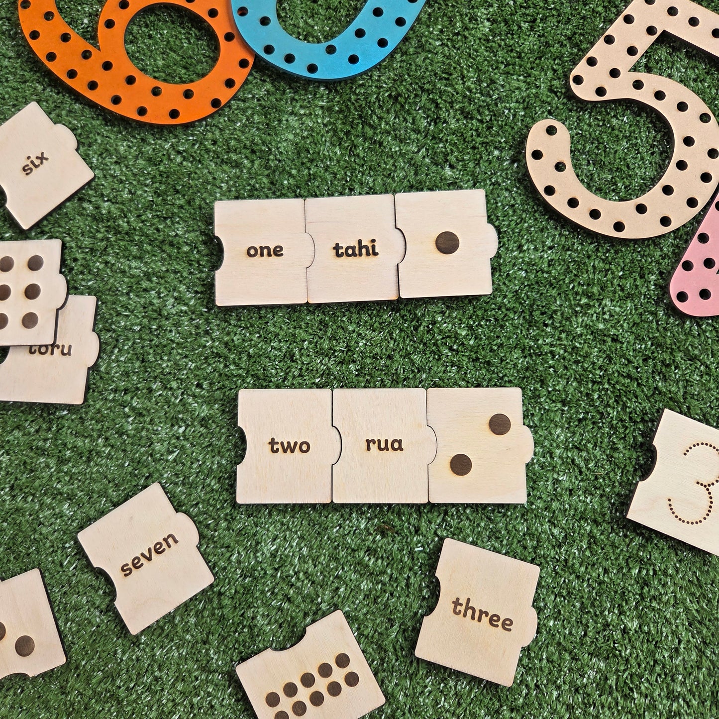 Wooden Tiles Numbers or Dots