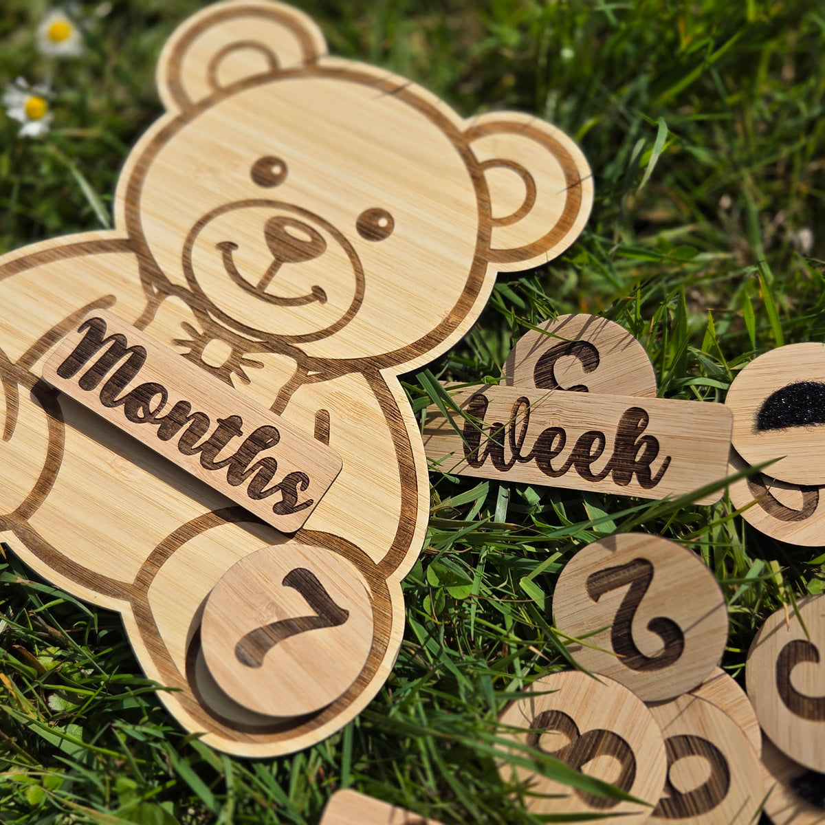 Teddy Bear Wooden Baby Milestone Discs