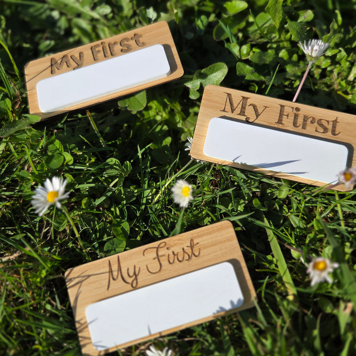 Reusable Wooden Baby Firsts Milestone Plaque and Acrylic Photo Prop