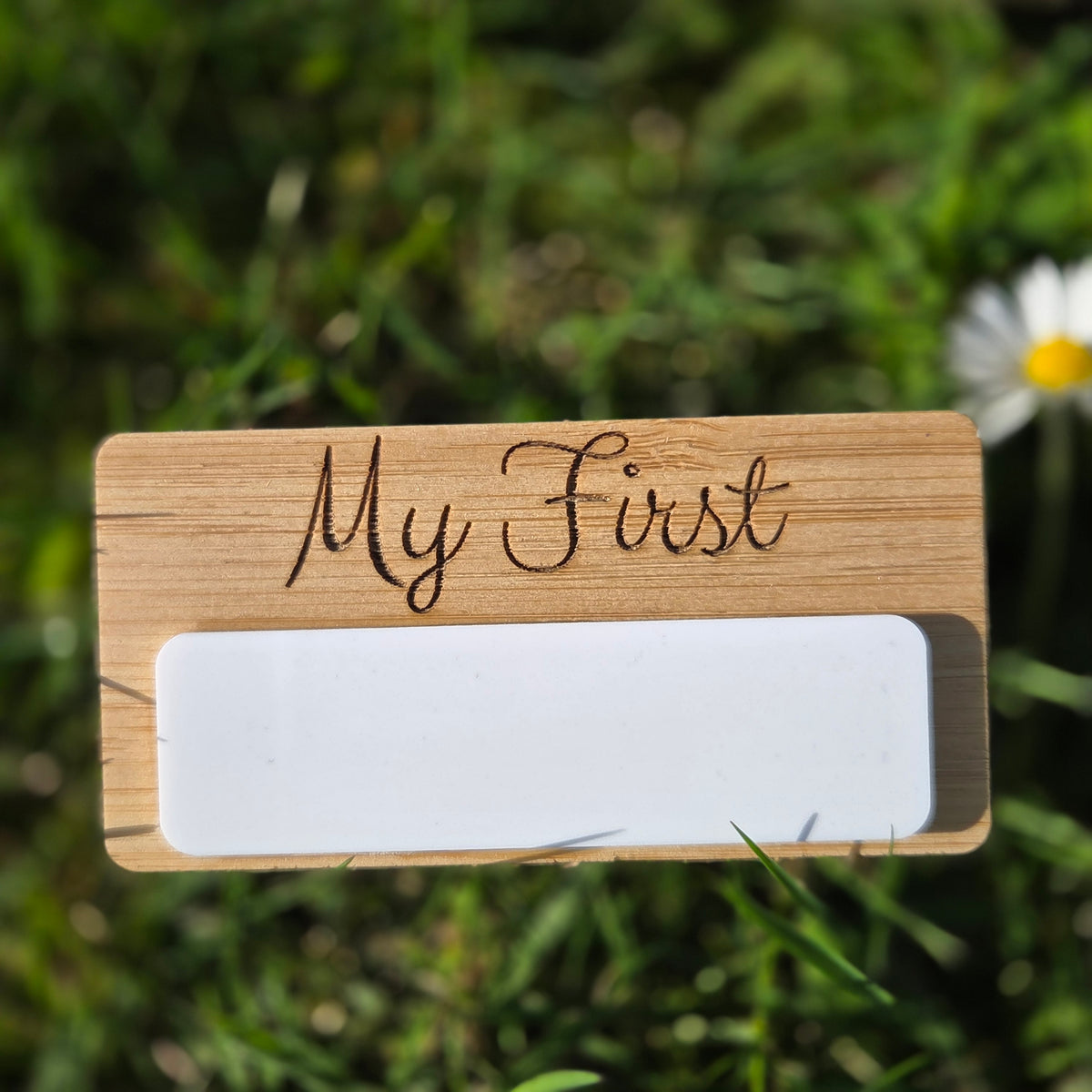 Reusable Wooden Baby Firsts Milestone Plaque and Acrylic Photo Prop